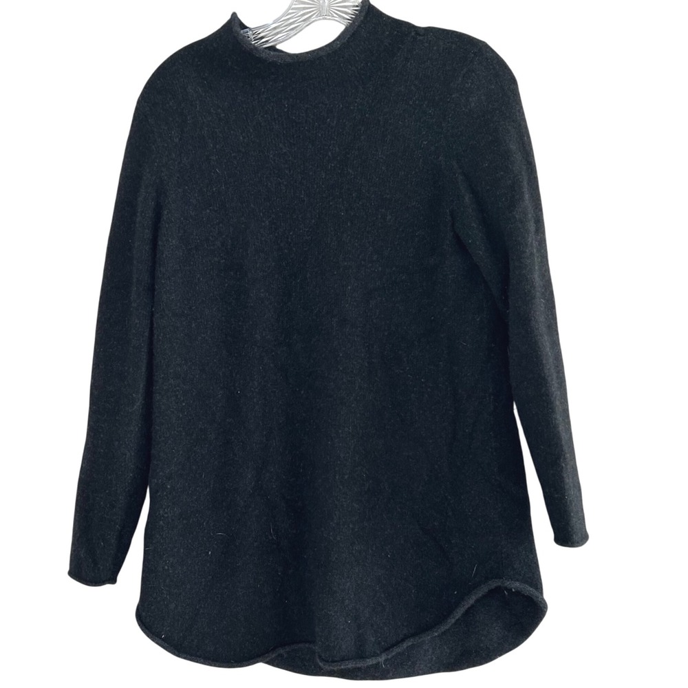 Eileen Fischer‎ black fuzzy oversized sweater women's XS minimal cashmere cozy